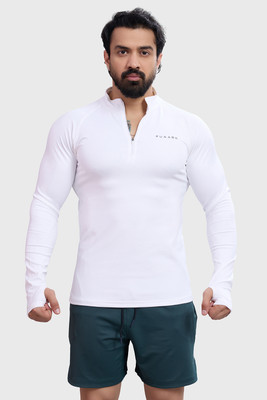 FuaarK Solid Men High Neck White T-Shirt