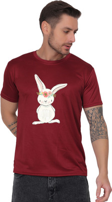 Atharva Trends Printed Men Round Neck Maroon T-Shirt