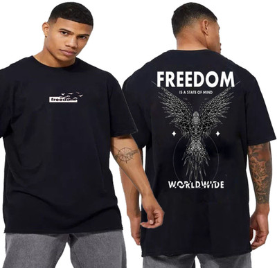 JERKYN Printed, Typography Men Round Neck Black T-Shirt