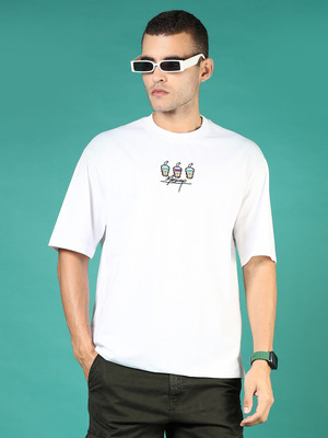 V-MART Printed Men Round Neck White T-Shirt