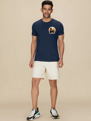 SZN Graphic Print Men Round Neck Dark Blue T-Shirt