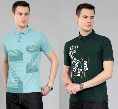 METRONAUT Typography Men Polo Neck Green T-Shirt