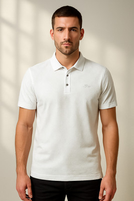 Sportz Fit Solid Men Polo Neck White T-Shirt