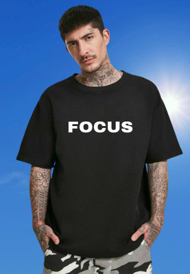 SPOWEARY Printed Men Round Neck Black T-Shirt