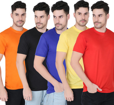 HOC Solid Men Round Neck Multicolor T-Shirt