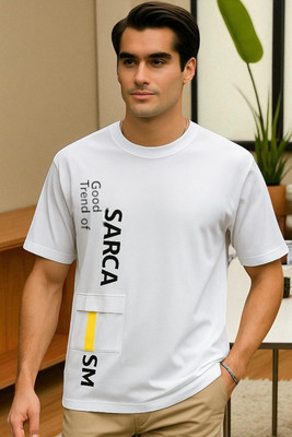 FAOES Printed Men Round Neck White T-Shirt