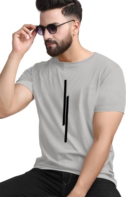 KAJARU Printed Men Round Neck Grey T-Shirt