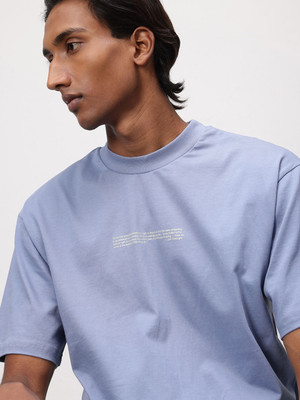 ether Printed Men Round Neck Blue T-Shirt