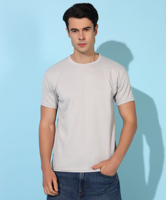 Christy World Solid Men Round Neck Grey T-Shirt