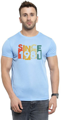 CLOTHOUSE Typography Men Round Neck Blue T-Shirt