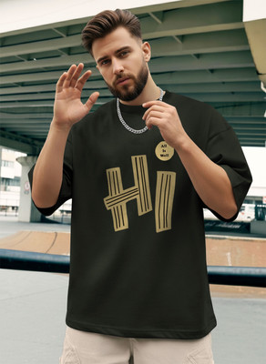 BLIVE Printed Men Round Neck Dark Green T-Shirt