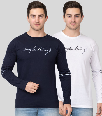Pyro Spirit Typography Men Round Neck Dark Blue, White T-Shirt