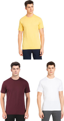 JOCKEY Solid Men Round Neck Yellow, White, Maroon T-Shirt