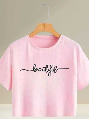 PD CLORI Solid Women Round Neck Pink T-Shirt