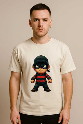 DARK DEVIL Graphic Print Men Round Neck White T-Shirt