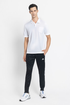 ADIDAS Graphic Print Men Polo Neck White T-Shirt
