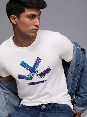 WROGN Printed Men Round Neck White T-Shirt