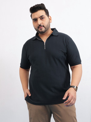 UNSTD Self Design Men Polo Neck Blue T-Shirt