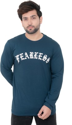 E-MAX Typography Men Round Neck Dark Blue T-Shirt