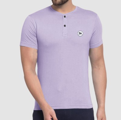 TAZO Solid Men Polo Neck Purple T-Shirt