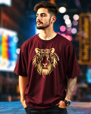 AUSK Printed Men Crew Neck Maroon T-Shirt