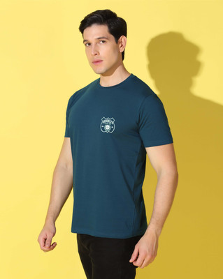 WOOSTRO Typography Men Round Neck Dark Blue T-Shirt