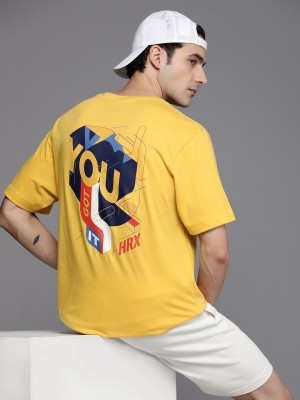 HRX by Hrithik Roshan Typography Men Round Neck Yellow T-Shirt