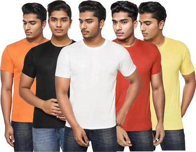 SYM Solid Men Round Neck Multicolor T-Shirt