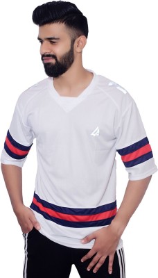 Levelupp Sporty Men V Neck Reversible White T-Shirt