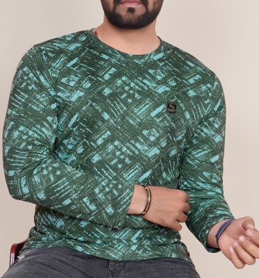 KAJARU Printed Men Round Neck Green T-Shirt