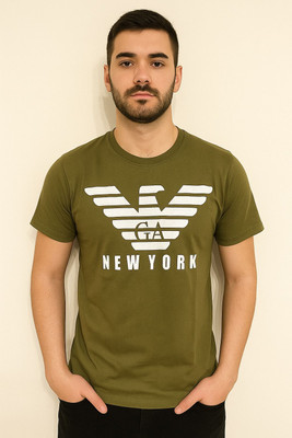 Be Fashionable Graphic Print Men Round Neck Green T-Shirt