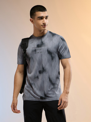 TECHNOSPORT Tie & Dye Men Round Neck Grey T-Shirt