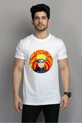 Smrink Printed Men Round Neck White T-Shirt