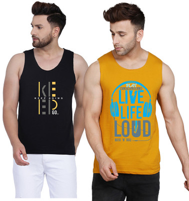 SLOWLORIS Printed Men Round Neck Yellow, White, Black T-Shirt