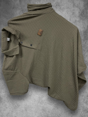 JINIK Self Design Men Polo Neck Green T-Shirt