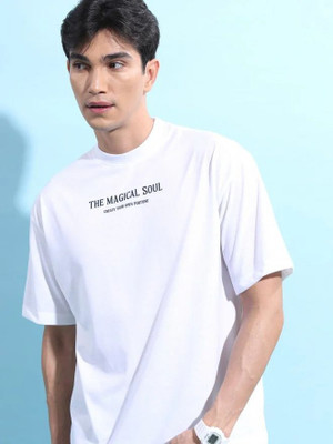 Braag And Hustle Graphic Print Men Round Neck White T-Shirt