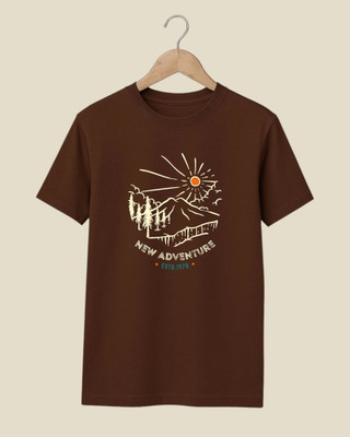 DRIPTHREAD Graphic Print Men Round Neck Brown T-Shirt