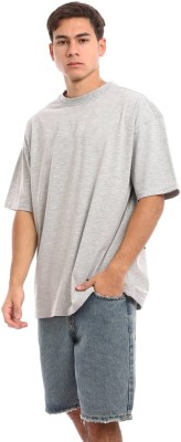 Raciouse Solid Men Round Neck Grey T-Shirt