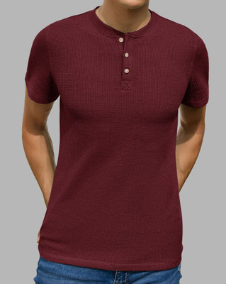 EyeBogler Solid Men Polo Neck Red T-Shirt
