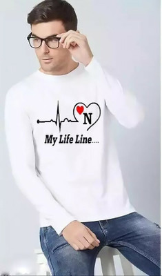 Jishu Fashion Printed, Typography Men Round Neck White T-Shirt