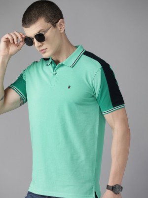 Louis Philippe Sport Colorblock Men Polo Neck Light Green T-Shirt