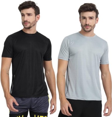 ALPHINE Solid Men Round Neck Multicolor T-Shirt