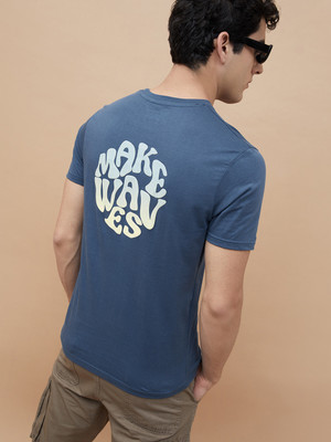 Fame Forever by Lifestyle Printed Men Round Neck Blue T-Shirt