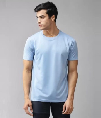 jatvedas Solid Men Round Neck Light Blue T-Shirt