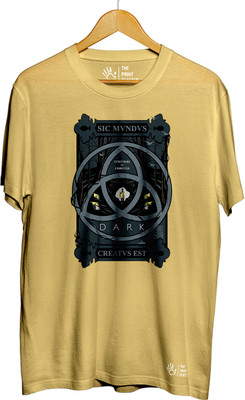 THE PRINT PLATTER Graphic Print Men Round Neck Beige T-Shirt