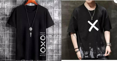 ATTITUDE START OF FASHION Printed Men Round Neck Black T-Shirt