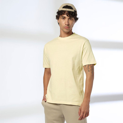 SONI BROS Solid Men Round Neck Yellow T-Shirt