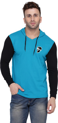 tfurnish Solid Men Hooded Neck Light Green, Black T-Shirt