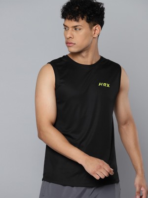 HRX by Hrithik Roshan Solid Men Round Neck Black T-Shirt