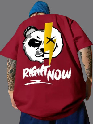 TEEMEX Printed Men Round Neck Maroon T-Shirt
